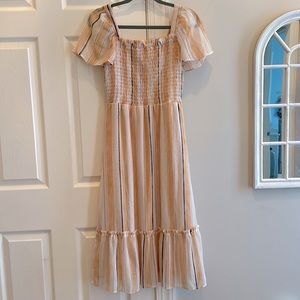 Lauren Conrad smocked, midi dress- size small